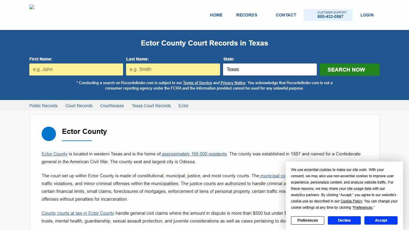 Search Ector Court Records & Courthouses, Texas TX